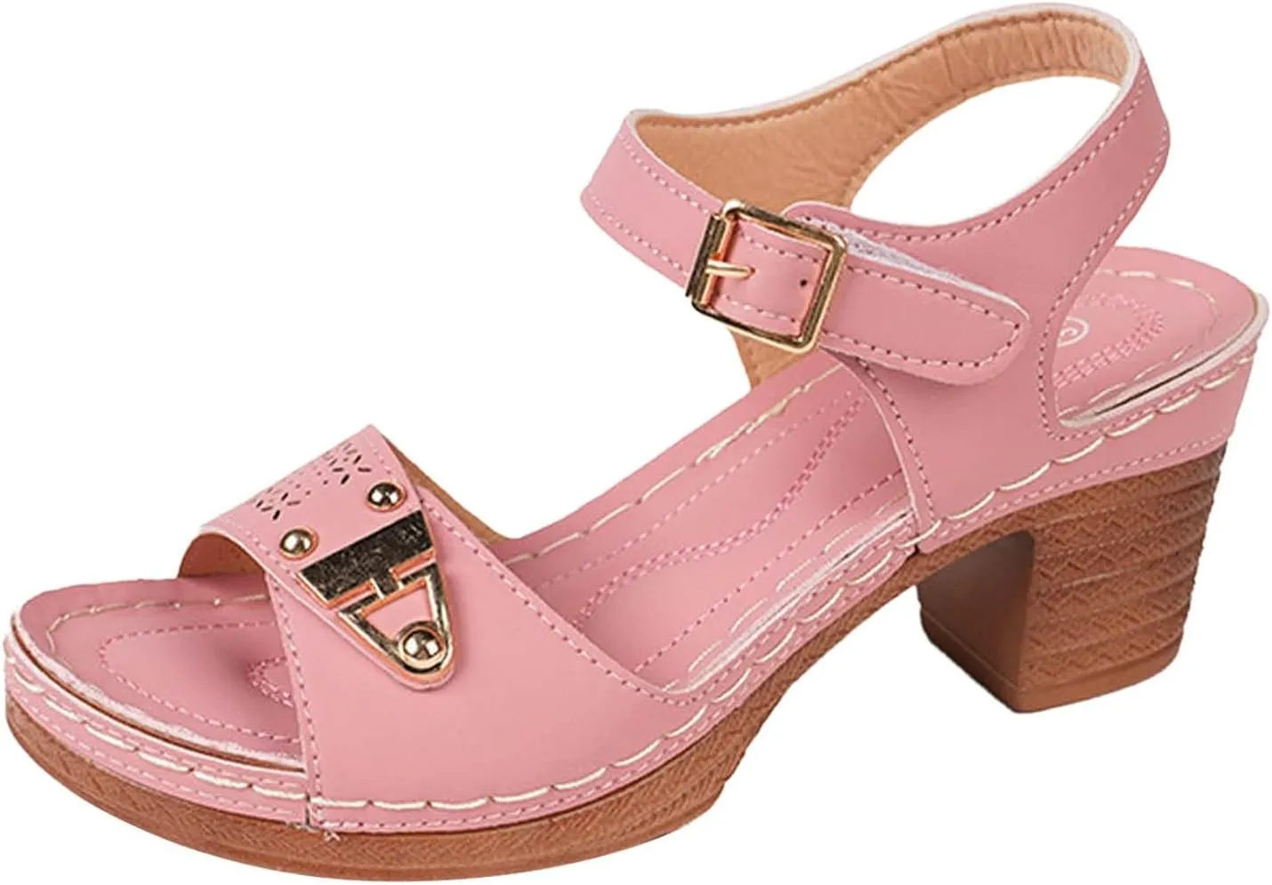 Chunky Heels Ankle Strap High Heel Sandals for Women Red Heels for Women Women's Chunky Low Heels Open Toe Sandals