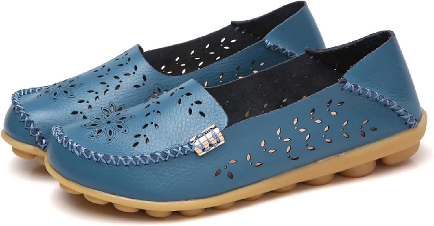 Comfort Loafers for Women Shoes Comfortable Casual Walking Boat Shoes Round Toe Non Slip Sandals Comfort Soft Sole Office Flat Loafer Cute Leather Walking Shoe