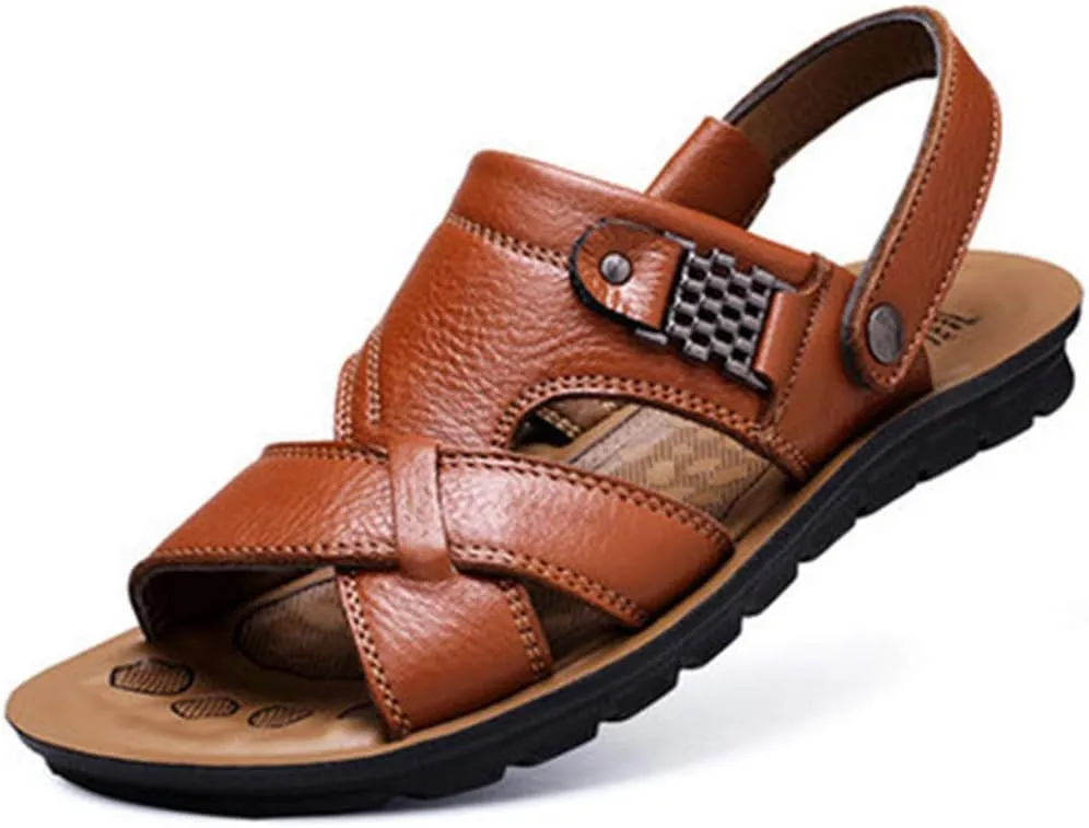 Men's Leather Sandals Open Toe Breathable Outdoor Fisherman Shoes Summer Walking Sandal For Male