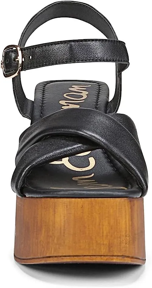 Sam Edelman Suzannah Black Ankle Strap Open Toe Block Heel Platform Sandals