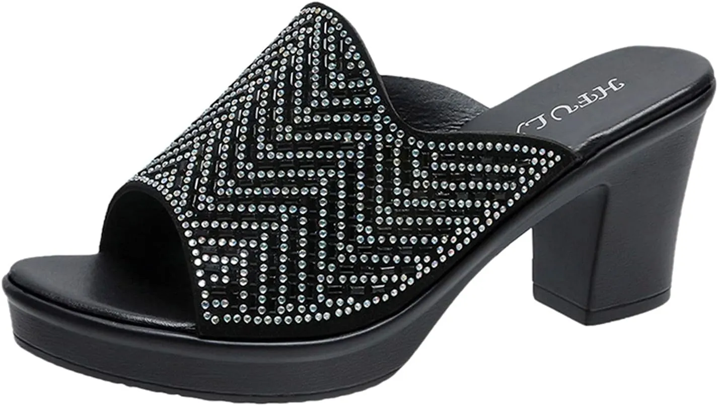 Sparkly Heels Sandals Womens Strappy Heels Dressy Women's Lace Up Low High Platform Stiletto Slingback Heel