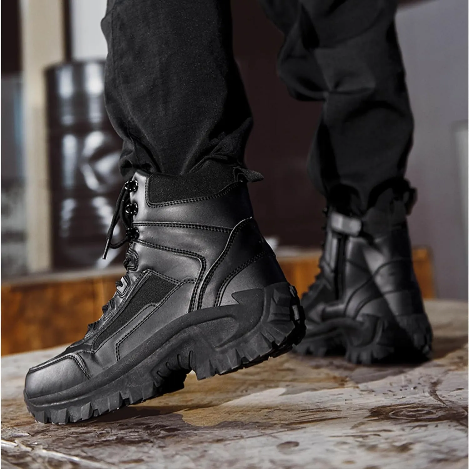Tactical boots for men Lightweight combat Military Boots Leather Motorcycle Climbing Work shoes