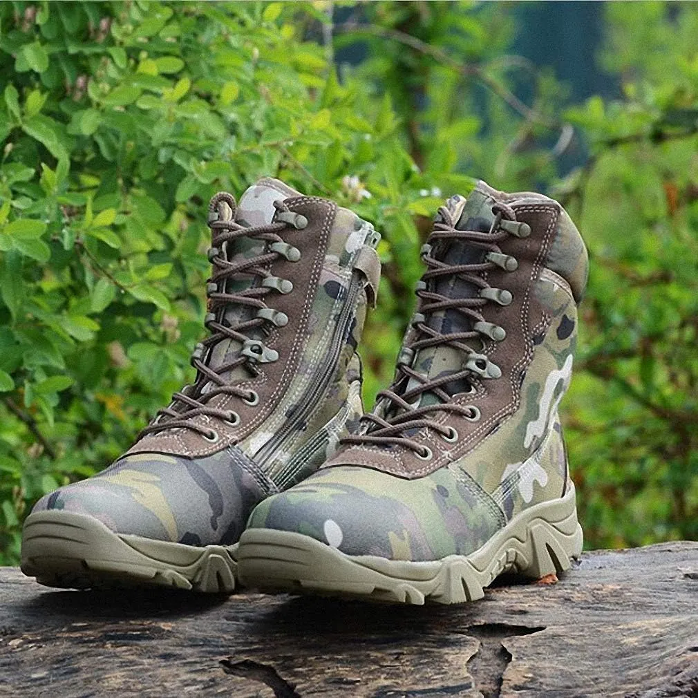 Tebapi Mens Backpacking Boots New Men Military Boots Camouflage and Black Tactical Combat Boots Men Kamuflaj Bot Army Shoes Climbing Shoes