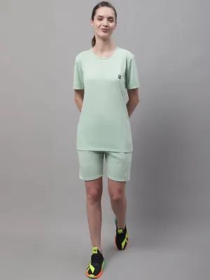 Vimal Jonney Light Green Cotton Solid Co-ord Set Tracksuit For Women