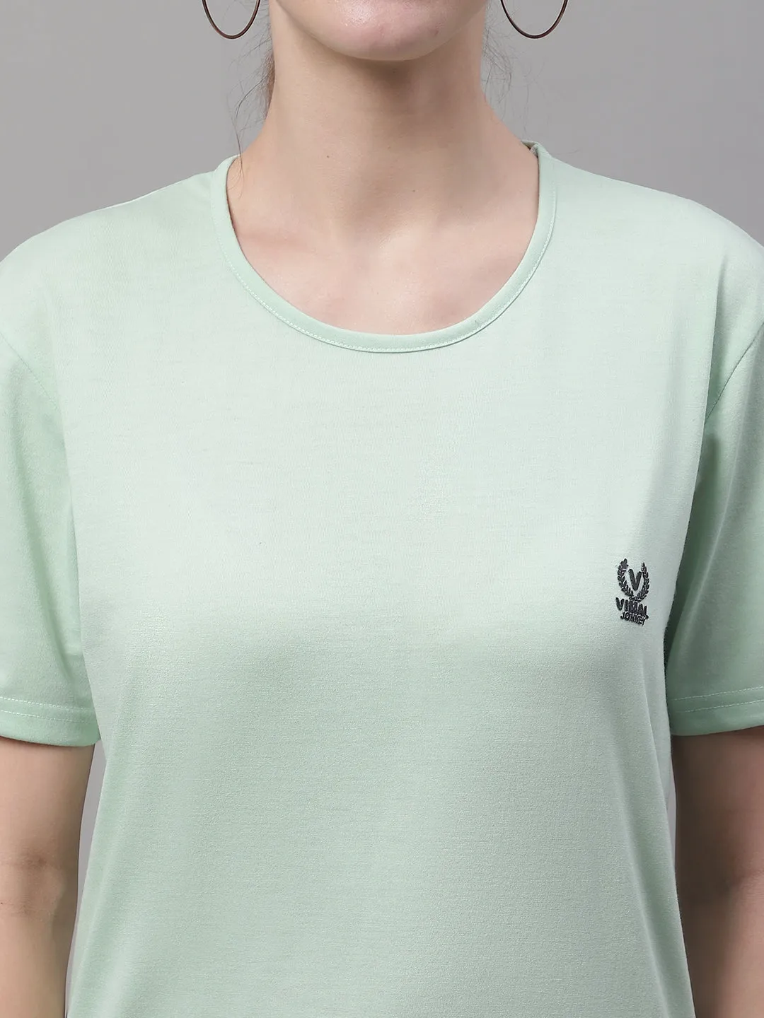Vimal Jonney Light Green Cotton Solid Co-ord Set Tracksuit For Women