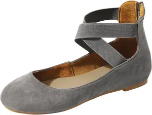 Womens Ballet Flats Shoes Elastic Ankle Strap Shoes Slip On Loafers Closed Toe Slingback Comfortable Fashion Dressy Shoe Dress Comfort Breathable Lightweight Fashion Casual Footwear