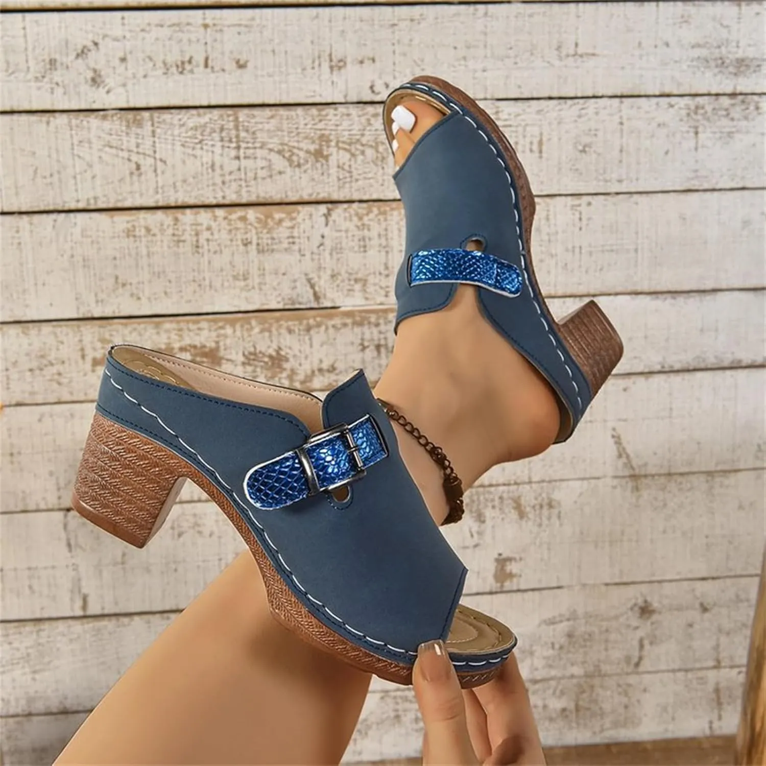 Women's Leather Platform Clip Toe Flip Flops with Arch Support Summer Casual Anti-Slip Walking Sandals Beach Platform Wedges Orthopedic Slippers Wedge Heel Shoes Slip on Cork High Heeled