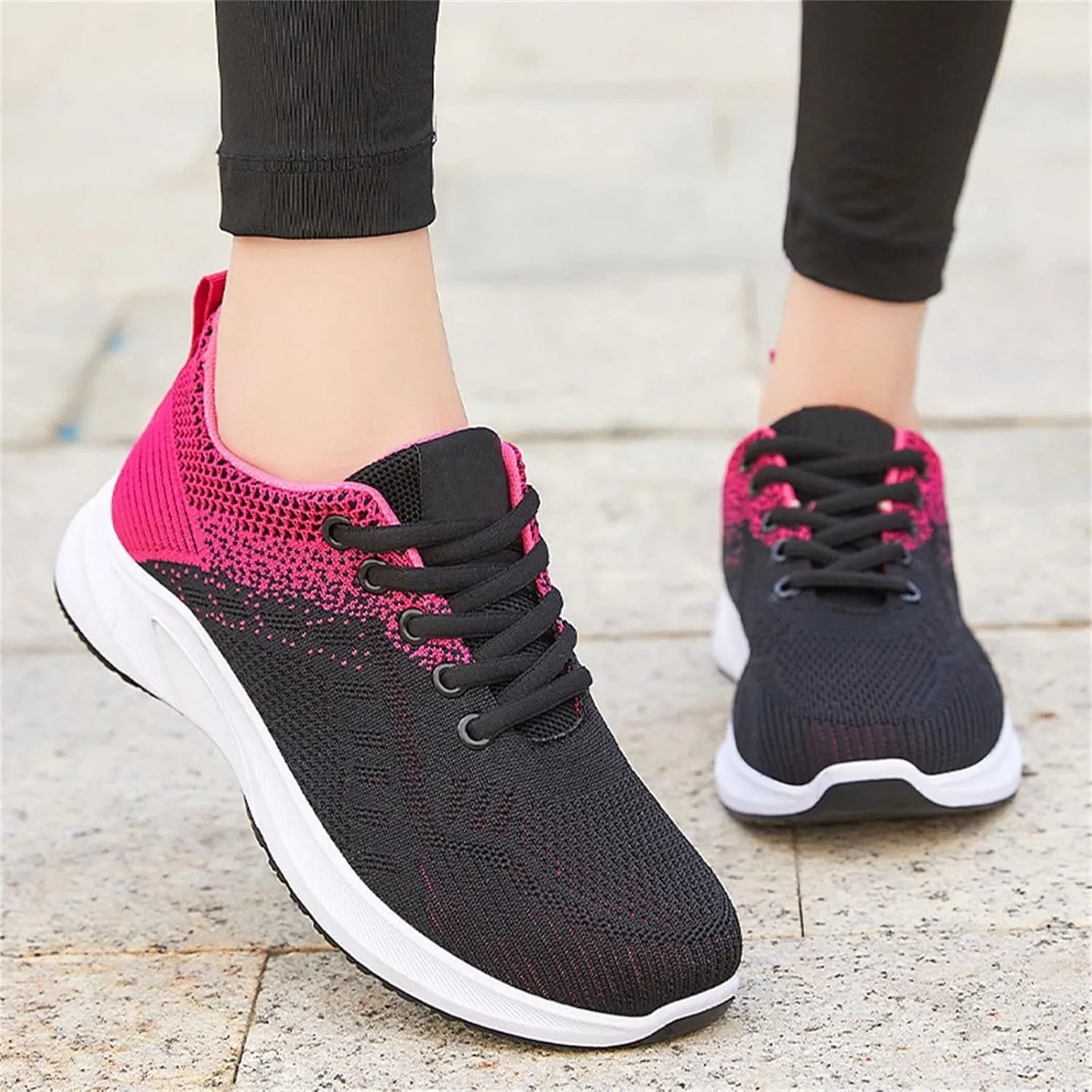 Work Out Shoes Gym for Women Comfortable Lace up Walking Shoes Lightweight Air Cushion Running Sneakers Arch Support Orthopedic Sneakers