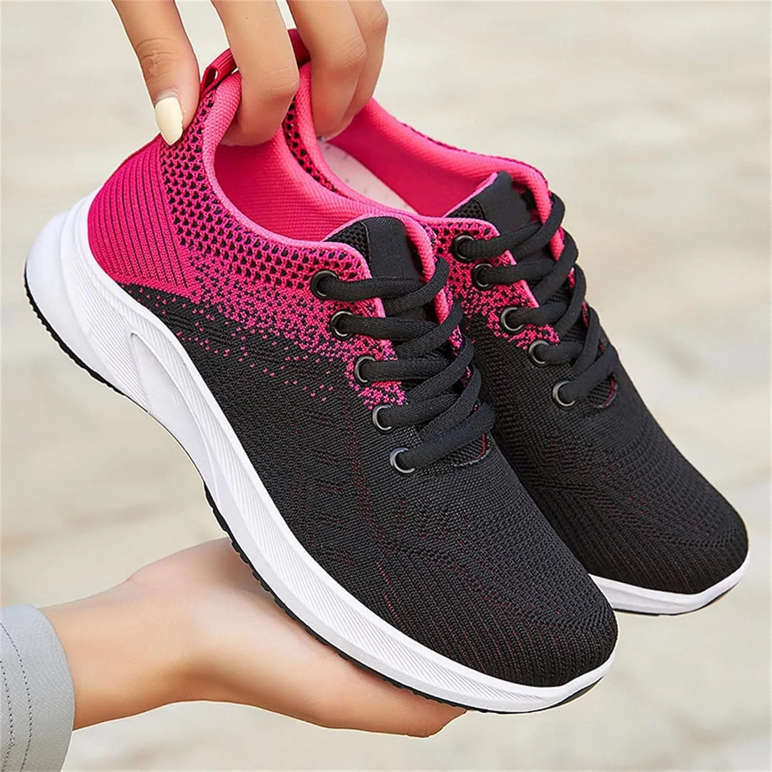 Work Out Shoes Gym for Women Comfortable Lace up Walking Shoes Lightweight Air Cushion Running Sneakers Arch Support Orthopedic Sneakers