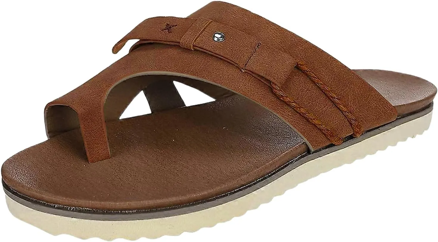 ZWRXW Womens Sandals Cork Footbed Slide Sandal with Adjustable Buckle Comfortable Summer Outdoor Sandals Beach Walking Slippers Lightweight Dressy Flip Flops Footwear for Vacation Travel